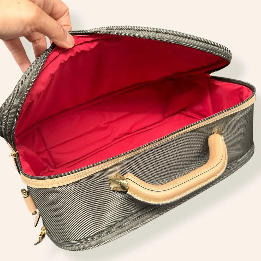 Samsonite Olive Green Carry-On Bag Tan Leather Trim Travel Tote (NWT)